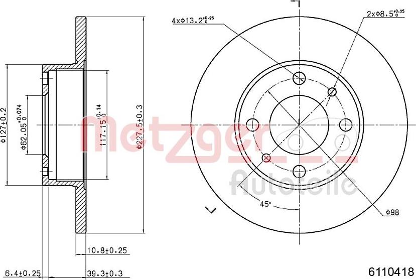 Metzger 6110418 - Disque de frein cwaw.fr