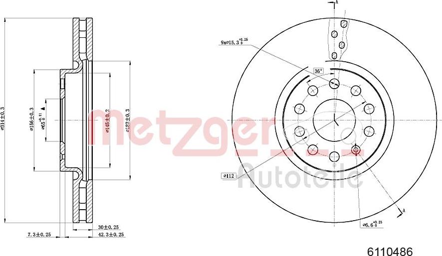 Metzger 6110486 - Disque de frein cwaw.fr