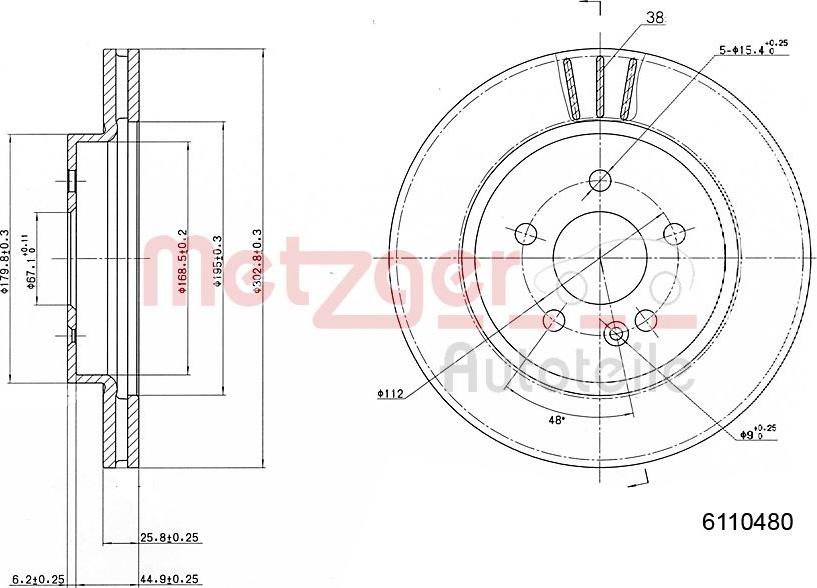 Metzger 6110480 - Disque de frein cwaw.fr