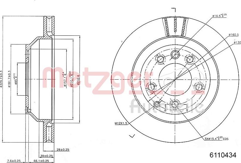 Metzger 6110434 - Disque de frein cwaw.fr