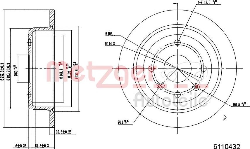 Metzger 6110432 - Disque de frein cwaw.fr