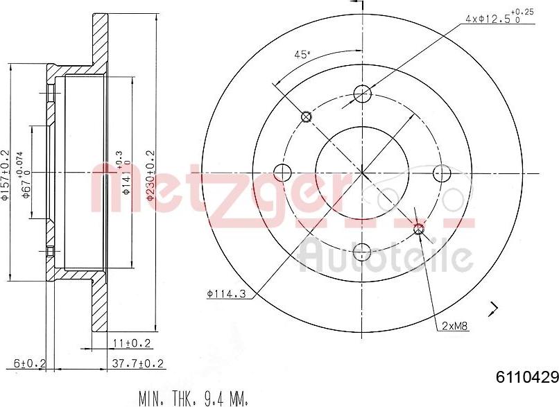 Metzger 6110429 - Disque de frein cwaw.fr