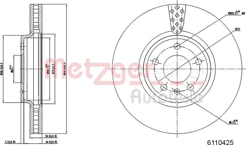 Metzger 6110425 - Disque de frein cwaw.fr