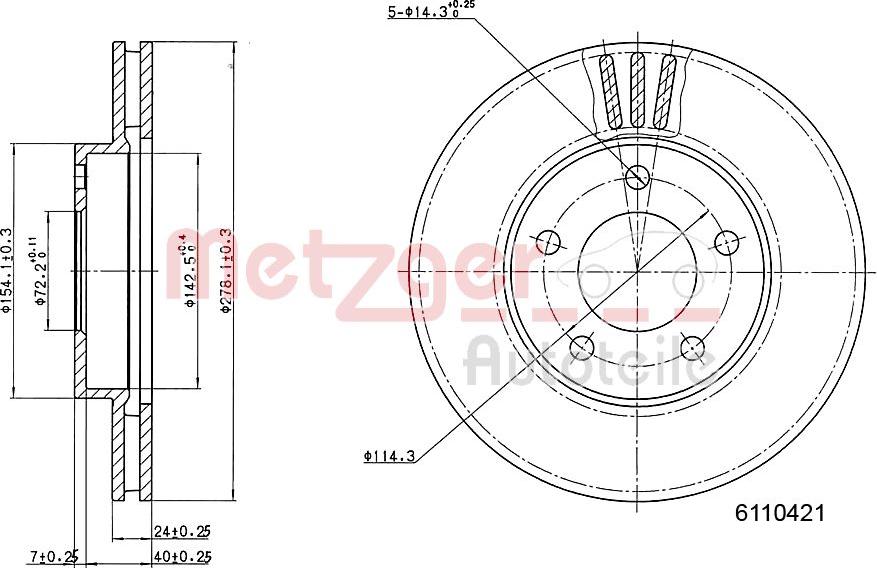 Metzger 6110421 - Disque de frein cwaw.fr