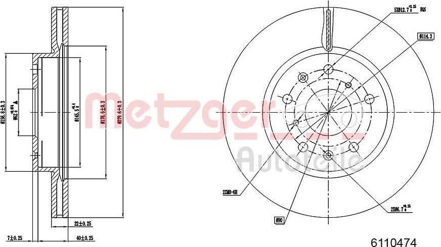 Metzger 6110474 - Disque de frein cwaw.fr