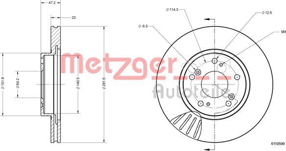 Metzger 6110599 - Disque de frein cwaw.fr