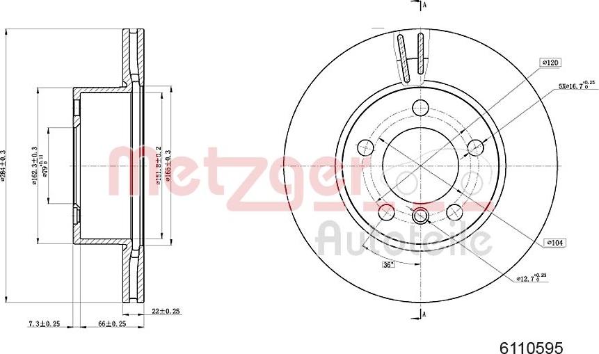 Metzger 6110595 - Disque de frein cwaw.fr