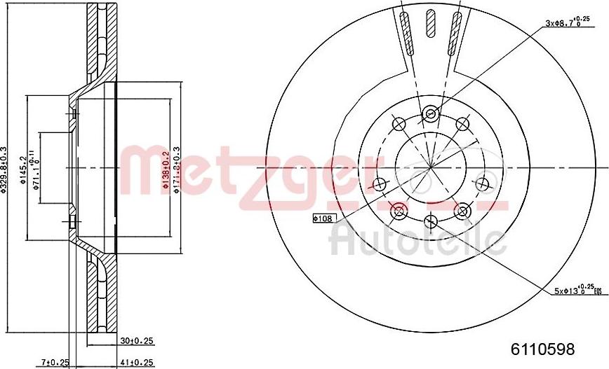 Metzger 6110598 - Disque de frein cwaw.fr