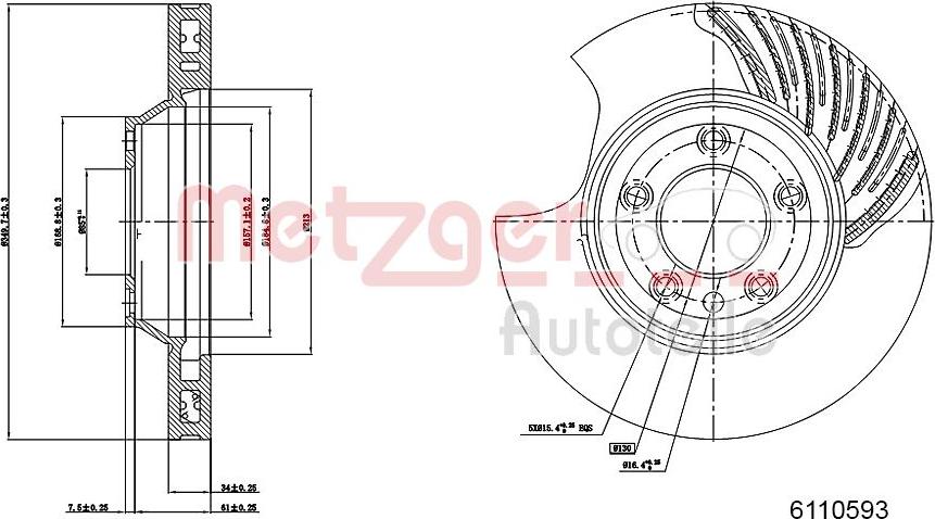 Metzger 6110593 - Disque de frein cwaw.fr