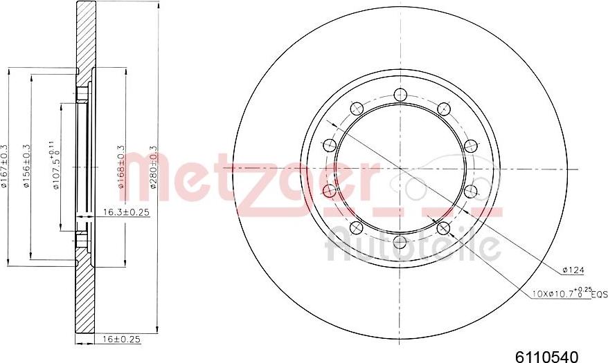 Metzger 6110540 - Disque de frein cwaw.fr