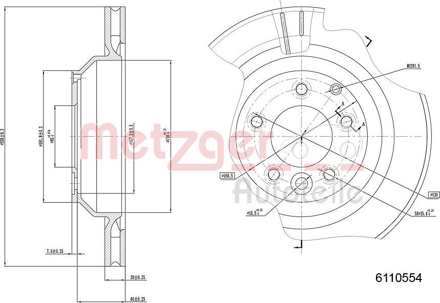 Metzger 6110554 - Disque de frein cwaw.fr