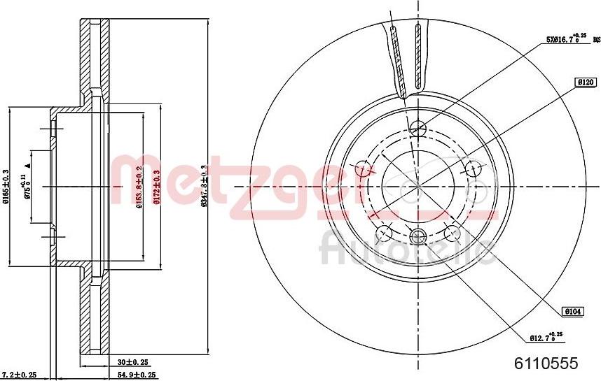 Metzger 6110555 - Disque de frein cwaw.fr