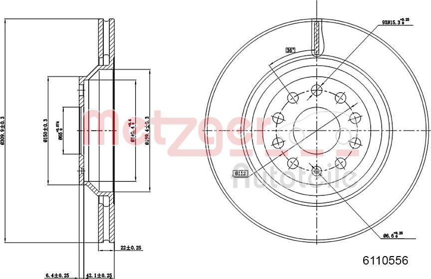 Metzger 6110556 - Disque de frein cwaw.fr