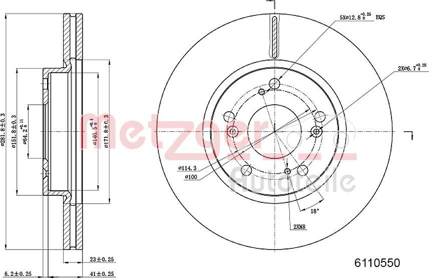 Metzger 6110550 - Disque de frein cwaw.fr