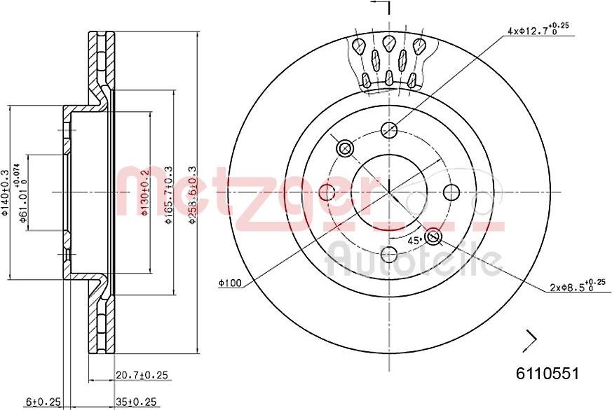 Metzger 6110551 - Disque de frein cwaw.fr