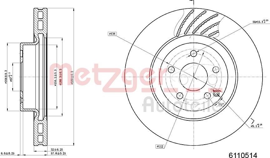 Metzger 6110514 - Disque de frein cwaw.fr