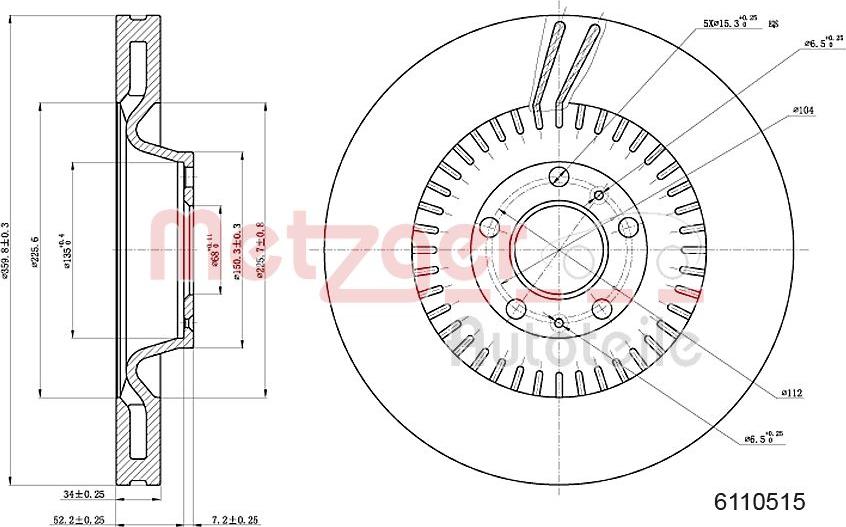 Metzger 6110515 - Disque de frein cwaw.fr