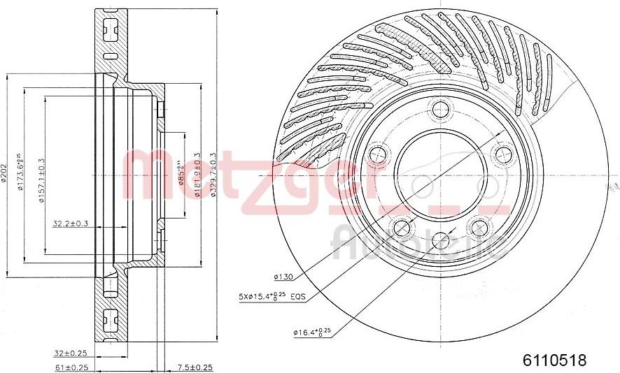 Metzger 6110518 - Disque de frein cwaw.fr