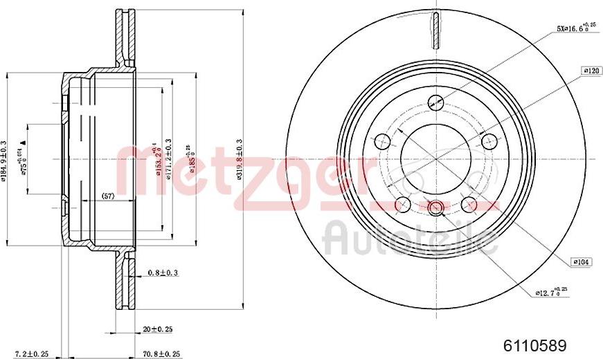 Metzger 6110589 - Disque de frein cwaw.fr