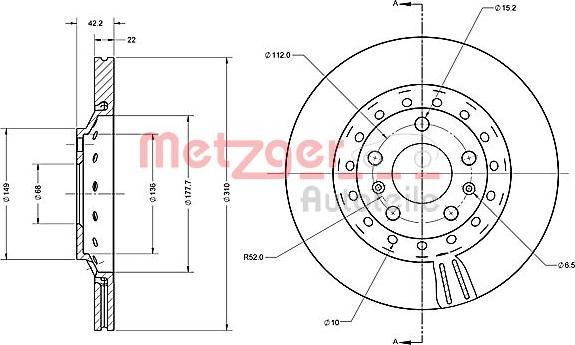 Metzger 6110588 - Disque de frein cwaw.fr