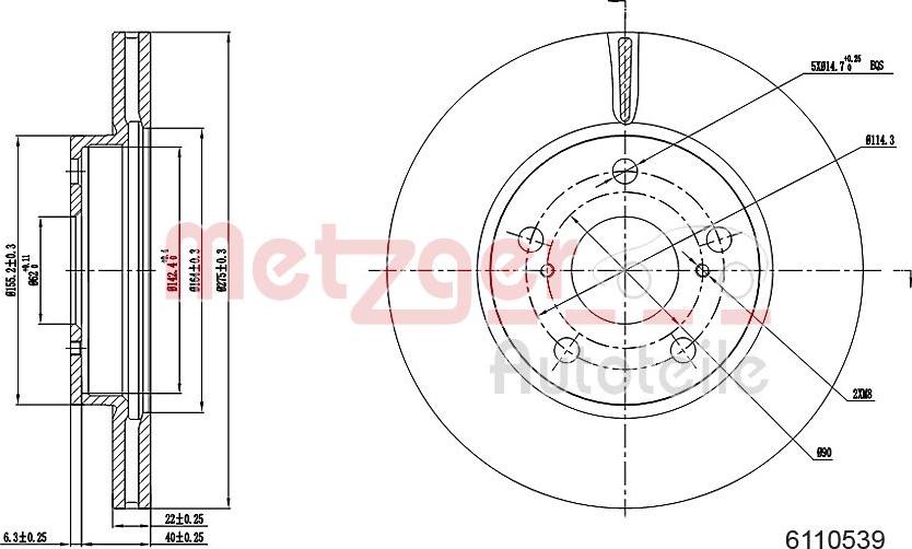 Metzger 6110539 - Disque de frein cwaw.fr