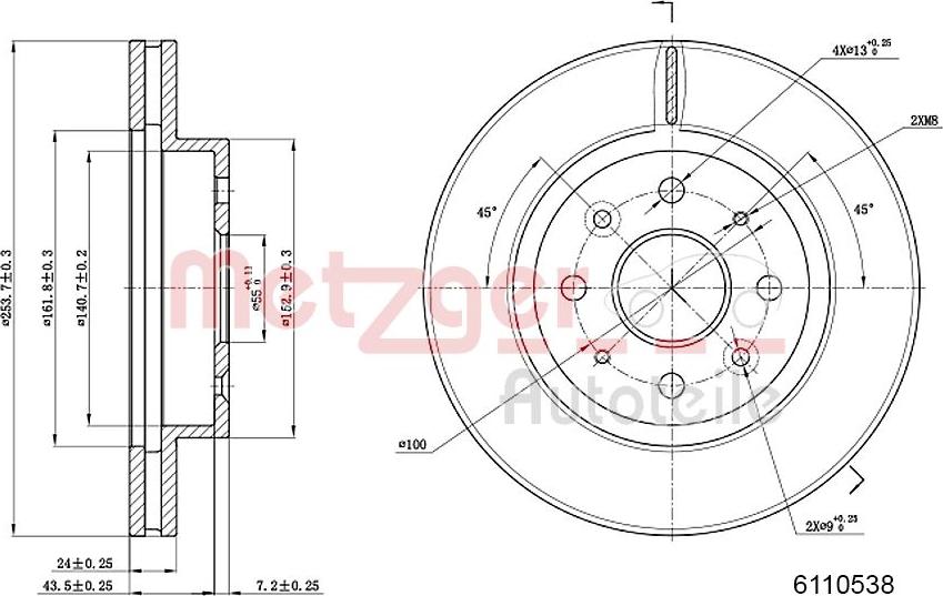 Metzger 6110538 - Disque de frein cwaw.fr