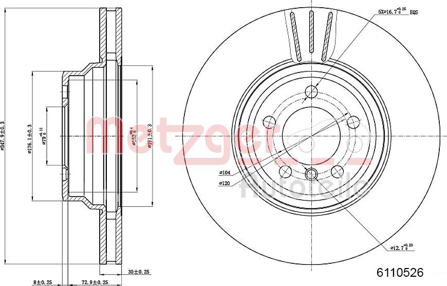 Metzger 6110526 - Disque de frein cwaw.fr