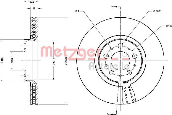 Metzger 6110521 - Disque de frein cwaw.fr