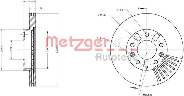 Metzger 6110523 - Disque de frein cwaw.fr