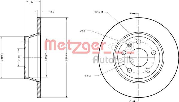 Metzger 6110574 - Disque de frein cwaw.fr