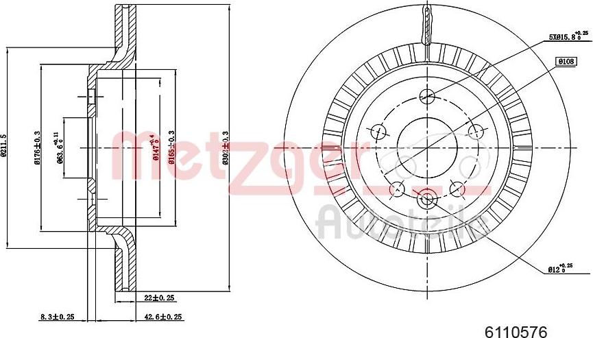 Metzger 6110576 - Disque de frein cwaw.fr