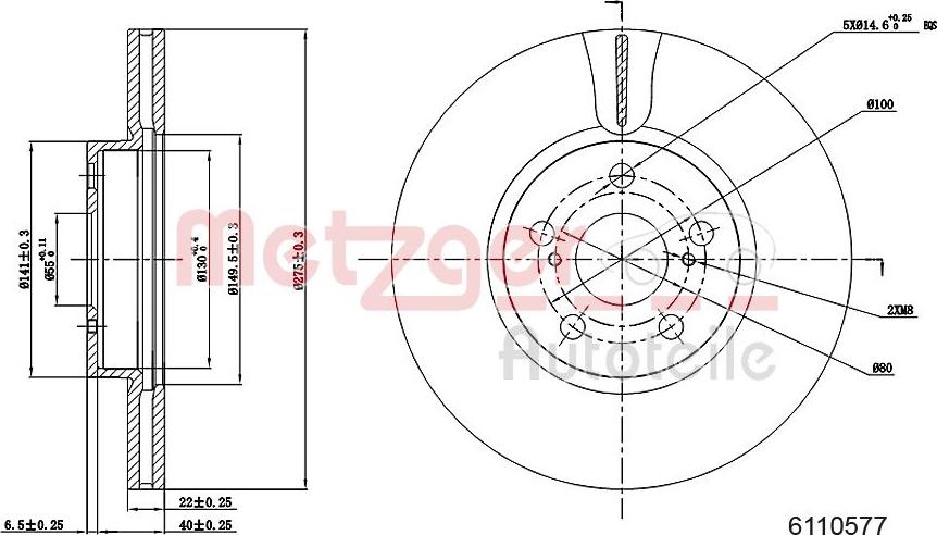 Metzger 6110577 - Disque de frein cwaw.fr