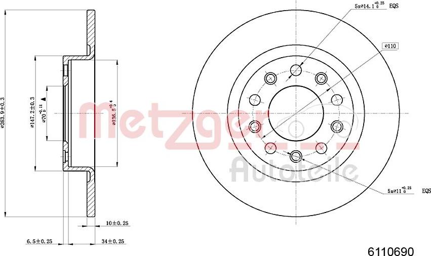 Metzger 6110690 - Disque de frein cwaw.fr