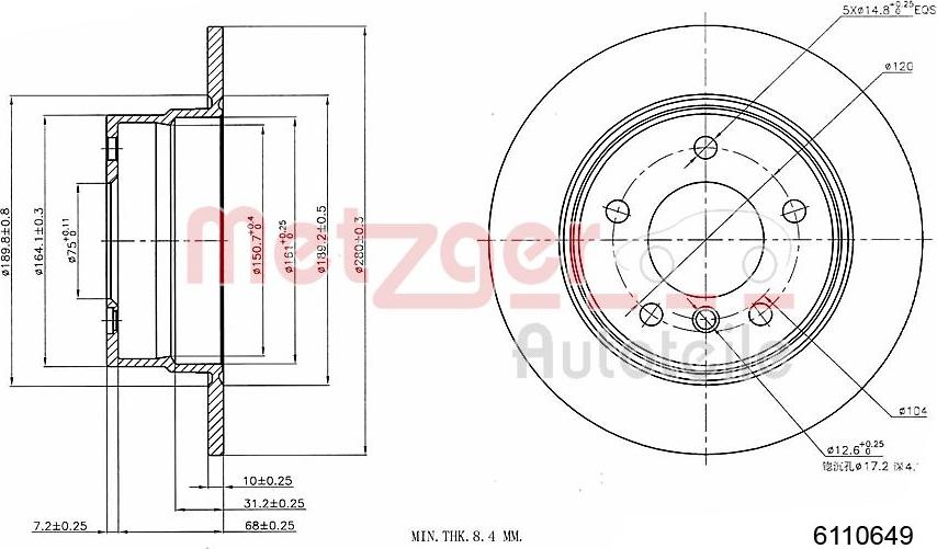 Metzger 6110649 - Disque de frein cwaw.fr