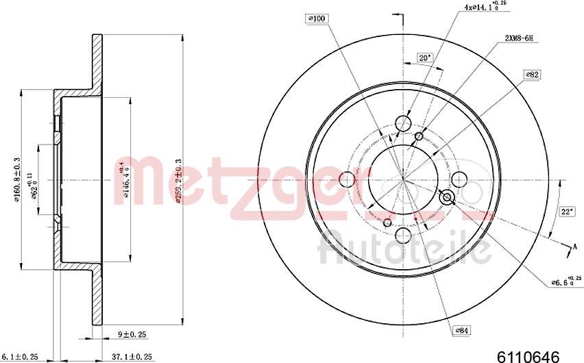 Metzger 6110646 - Disque de frein cwaw.fr