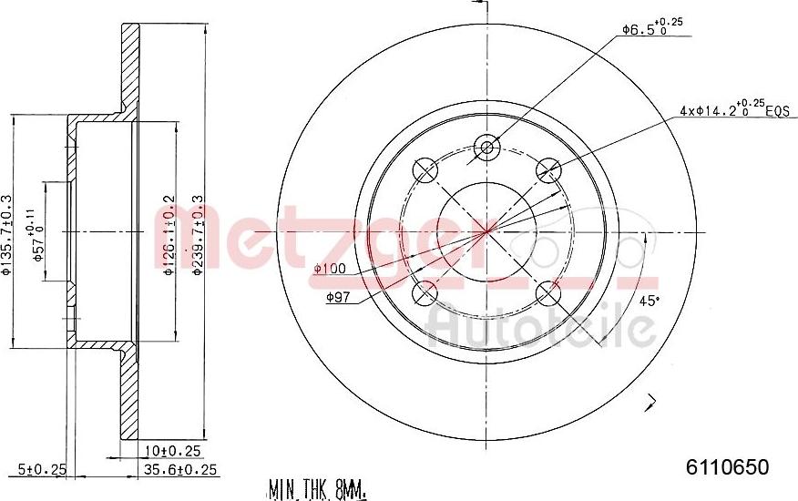 Metzger 6110650 - Disque de frein cwaw.fr