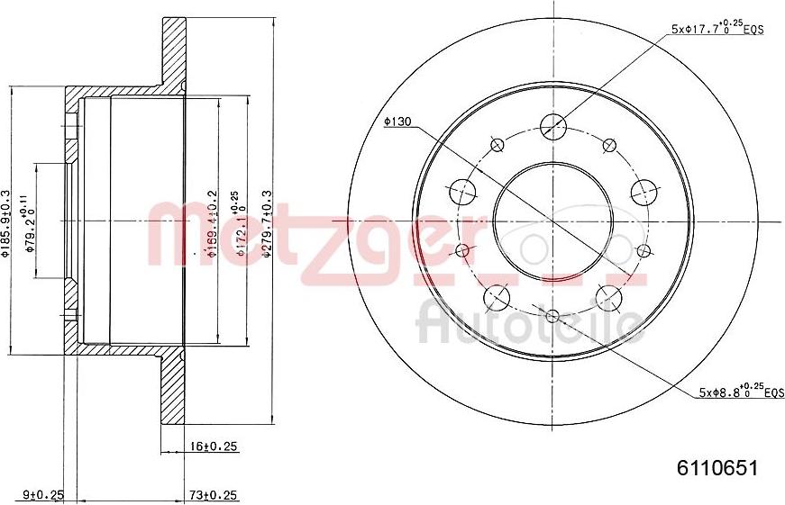 Metzger 6110651 - Disque de frein cwaw.fr