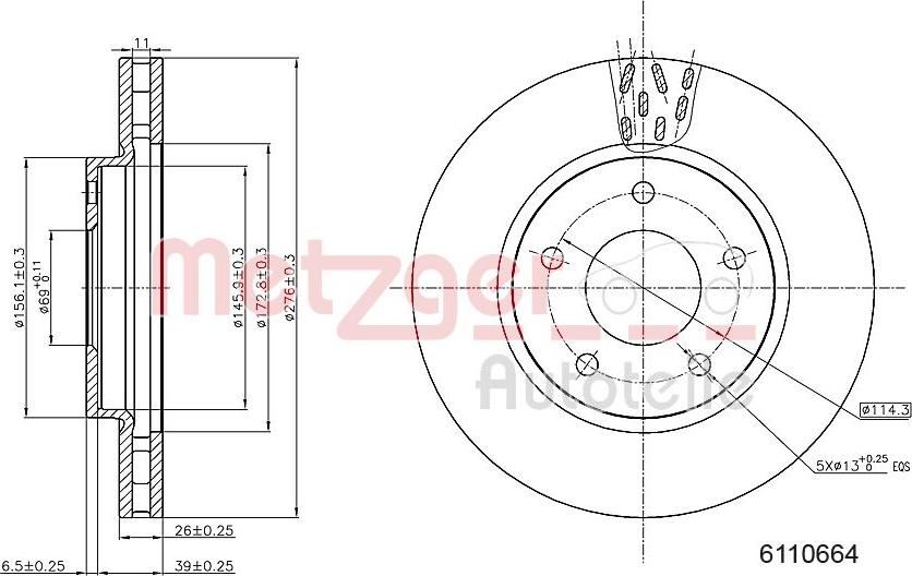 Metzger 6110664 - Disque de frein cwaw.fr