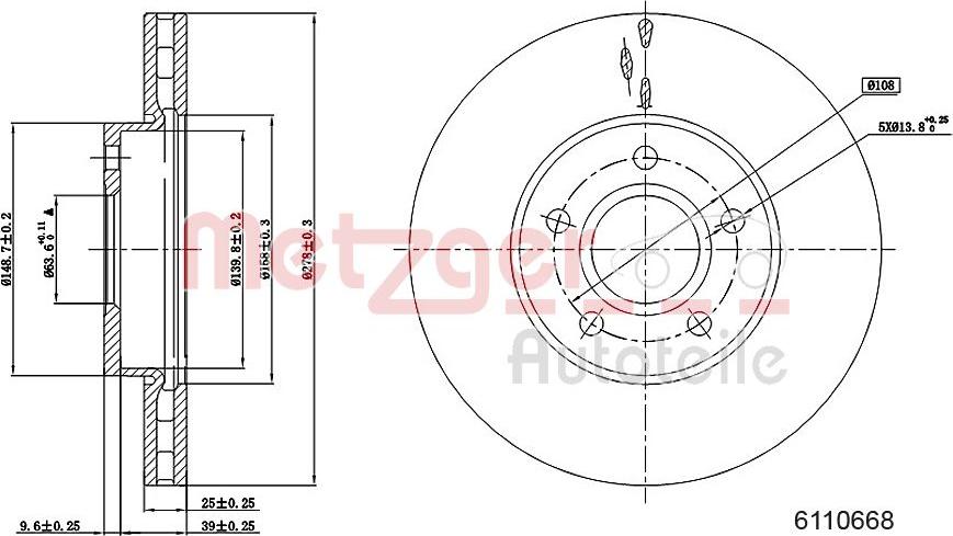 Metzger 6110668 - Disque de frein cwaw.fr