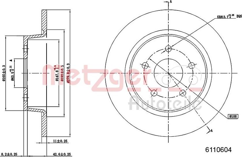 Metzger 6110604 - Disque de frein cwaw.fr