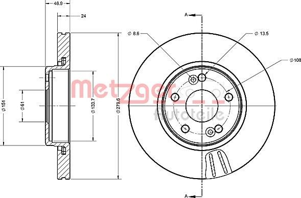 Metzger 6110600 - Disque de frein cwaw.fr