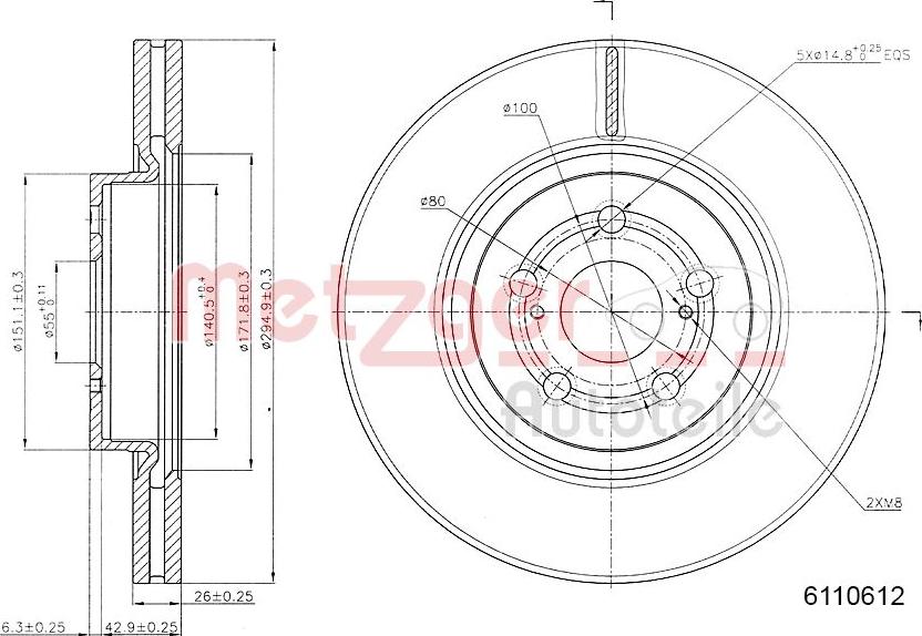 Metzger 6110612 - Disque de frein cwaw.fr