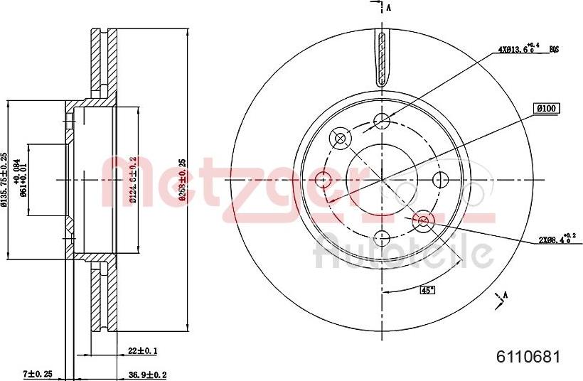 Metzger 6110681 - Disque de frein cwaw.fr