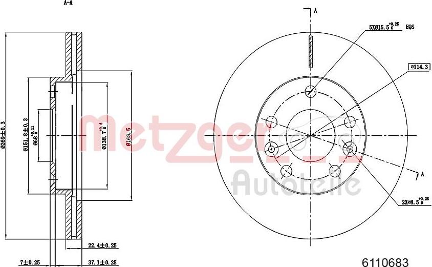 Metzger 6110683 - Disque de frein cwaw.fr