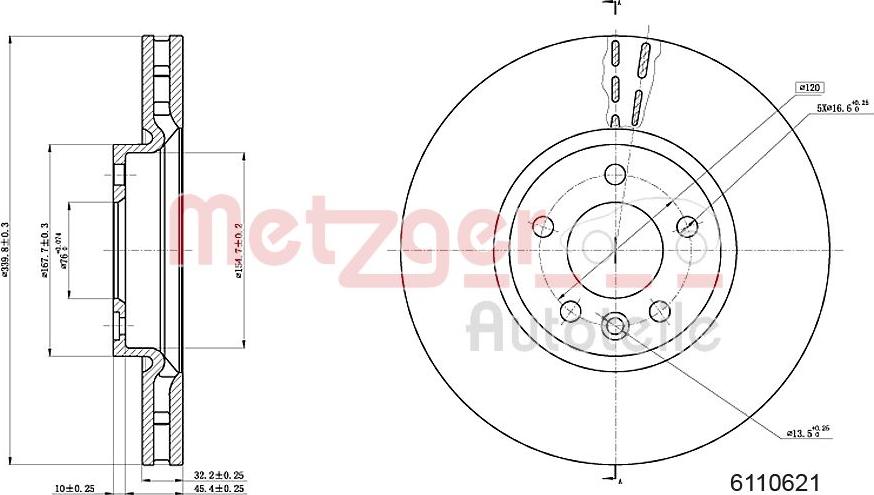 Metzger 6110621 - Disque de frein cwaw.fr