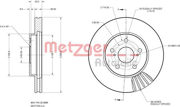 Metzger 6110623 - Disque de frein cwaw.fr