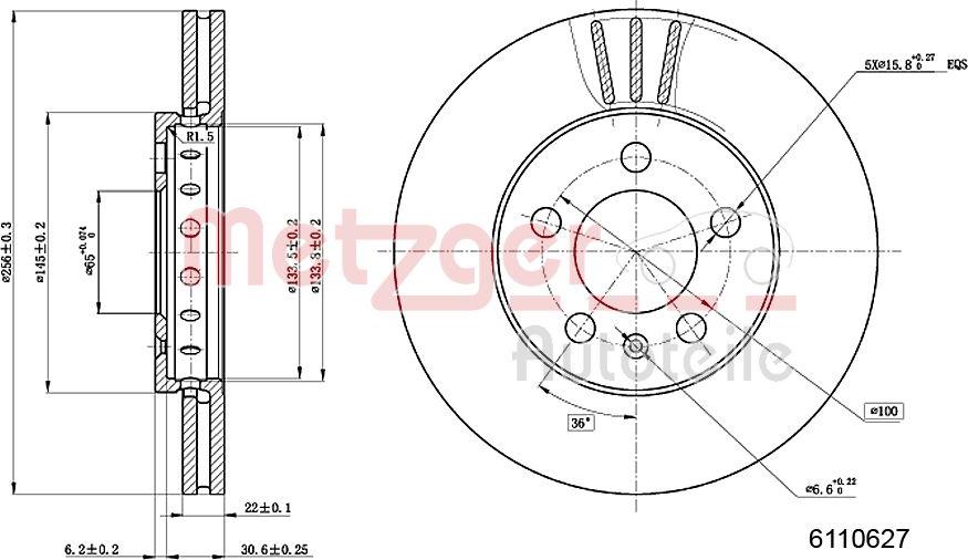 Metzger 6110627 - Disque de frein cwaw.fr