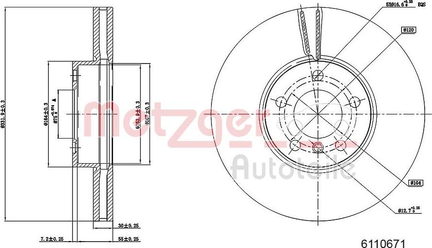 Metzger 6110671 - Disque de frein cwaw.fr