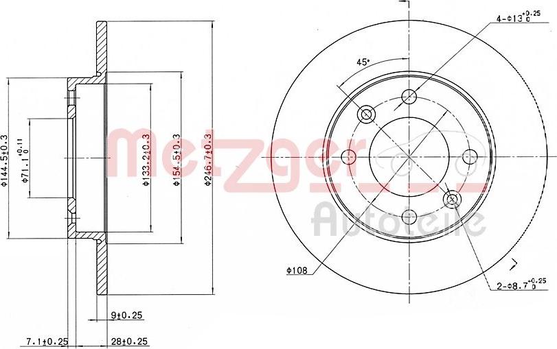 Metzger 6110094 - Disque de frein cwaw.fr