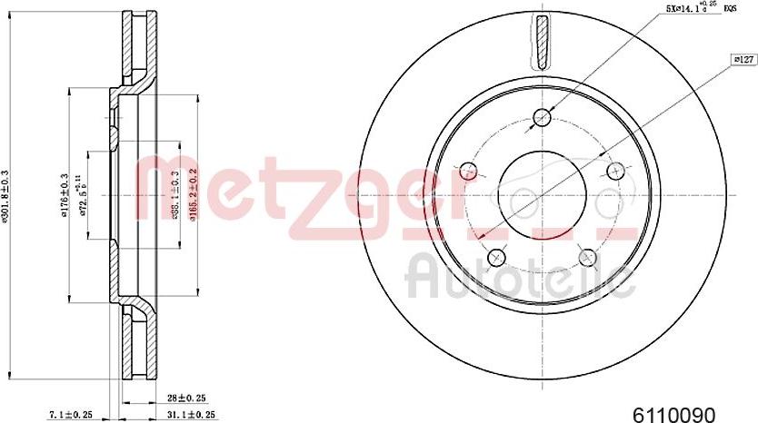 Metzger 6110090 - Disque de frein cwaw.fr